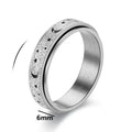 Rotating Ring with Crescent Moons for Men silver