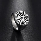 Hecate's Wheel Strophalos Ring Wiccan Witchcraft Silver