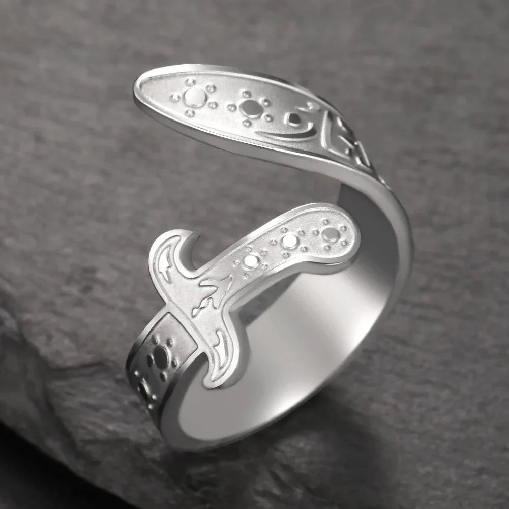 Bague avec épée Ali Zulfiqar symbole arabe argent