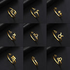 Zodiac Sign Ring 12 Constellations Signet Astrology Ring