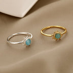 Sun Ring Women Opal Star Band