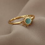Sun Ring Women Opal Star Band