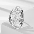 Geometric Spiral Ring Silver Woman