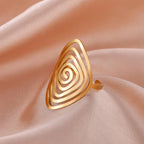 Geometric Spiral Ring Gold Woman