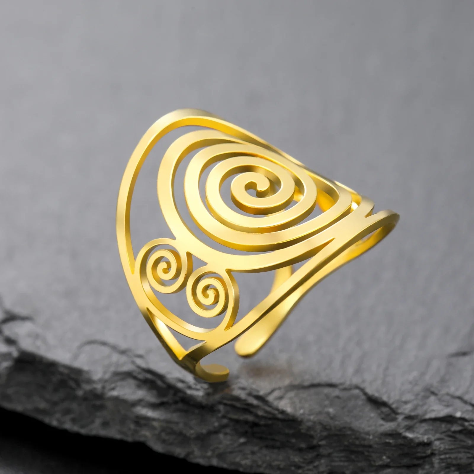 Bague spirale large pour femme or