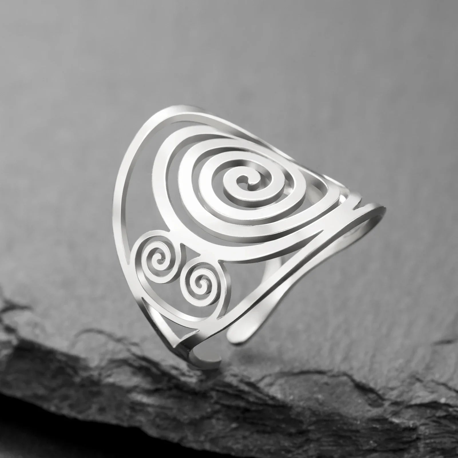 Bague spirale large pour femme argent