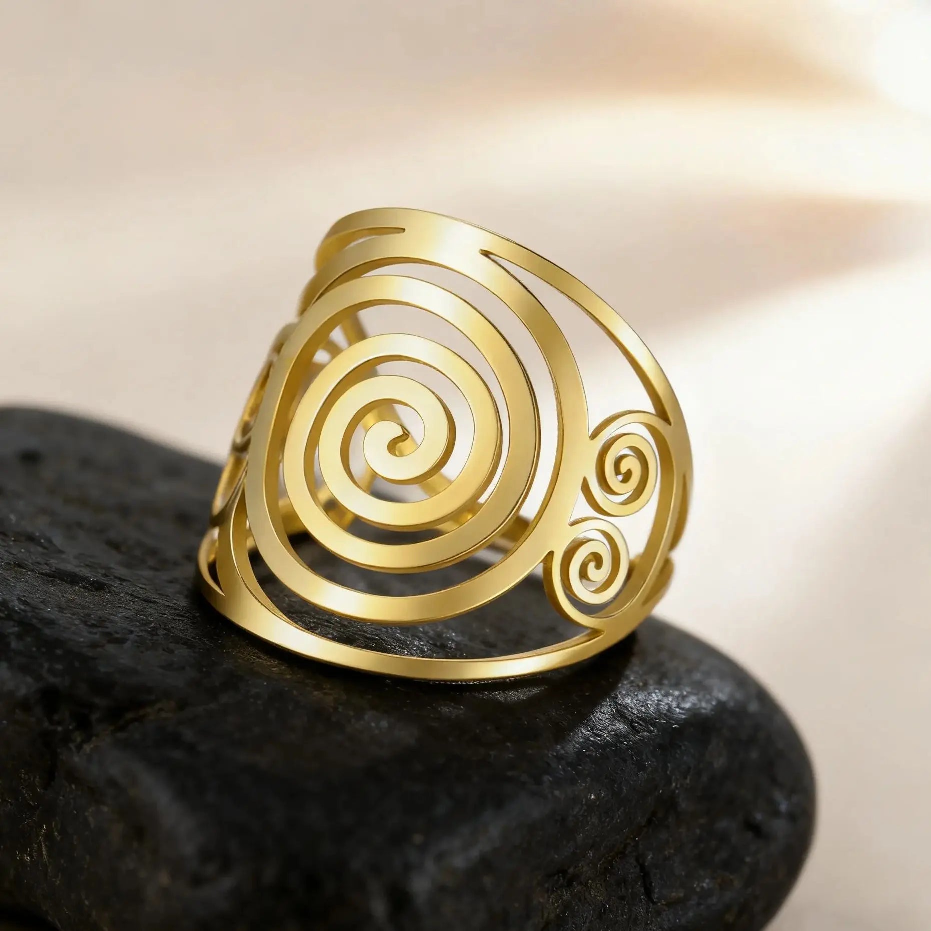 Bague spirale large pour femme or