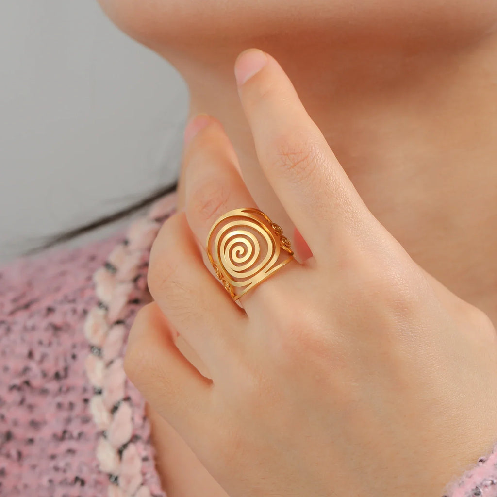 Bague spirale large pour femme or
