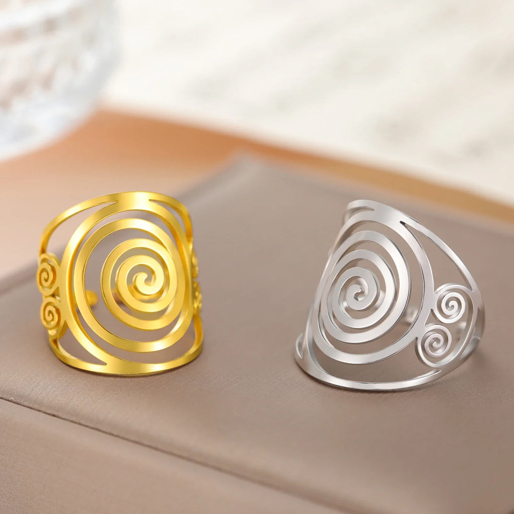 Bague spirale large pour femme argent