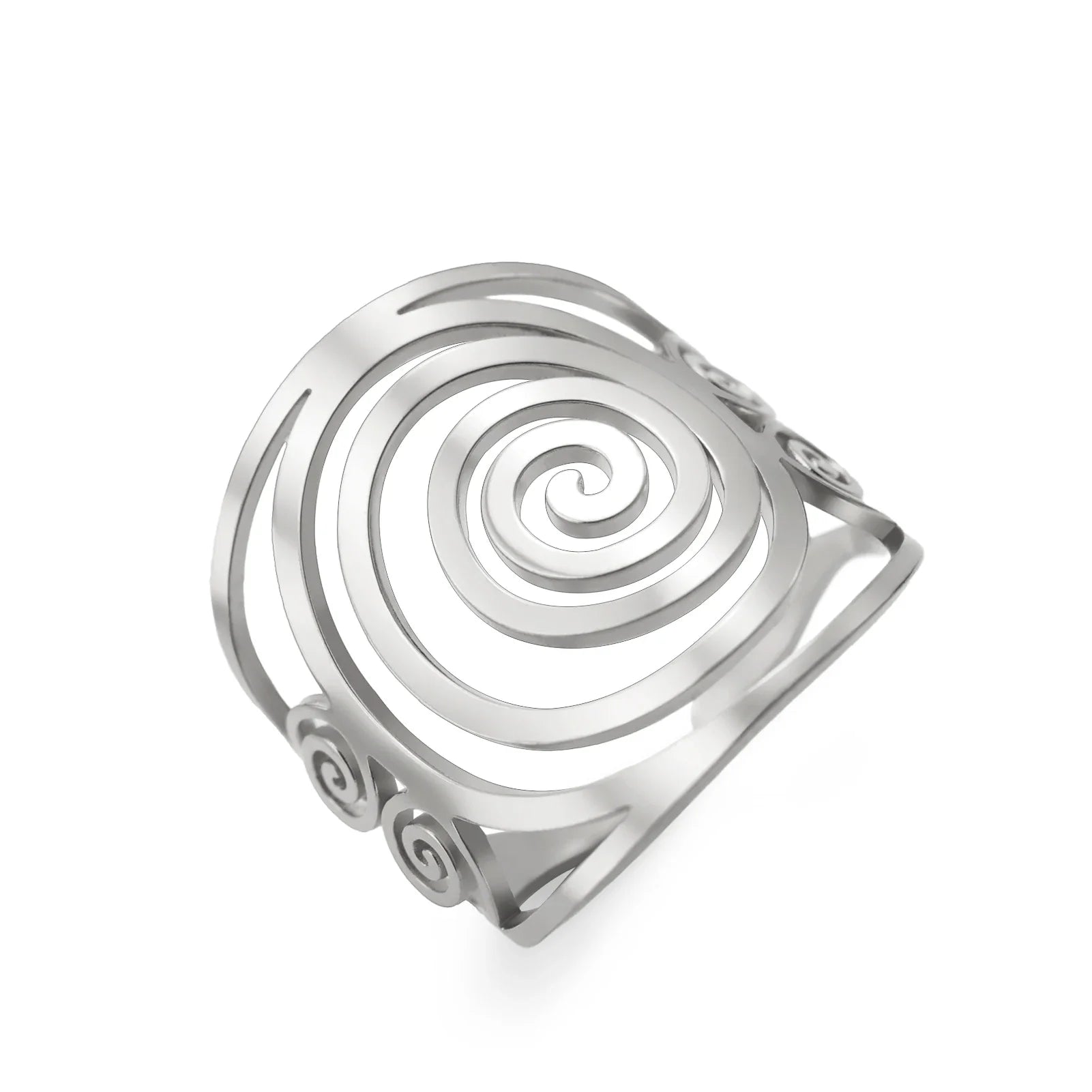 Bague spirale large pour femme argent