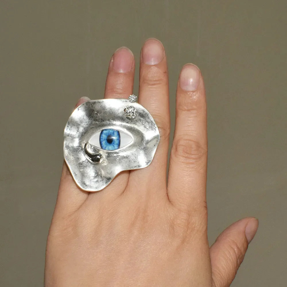 Baroque Style Ring Against the Evil Eye silver