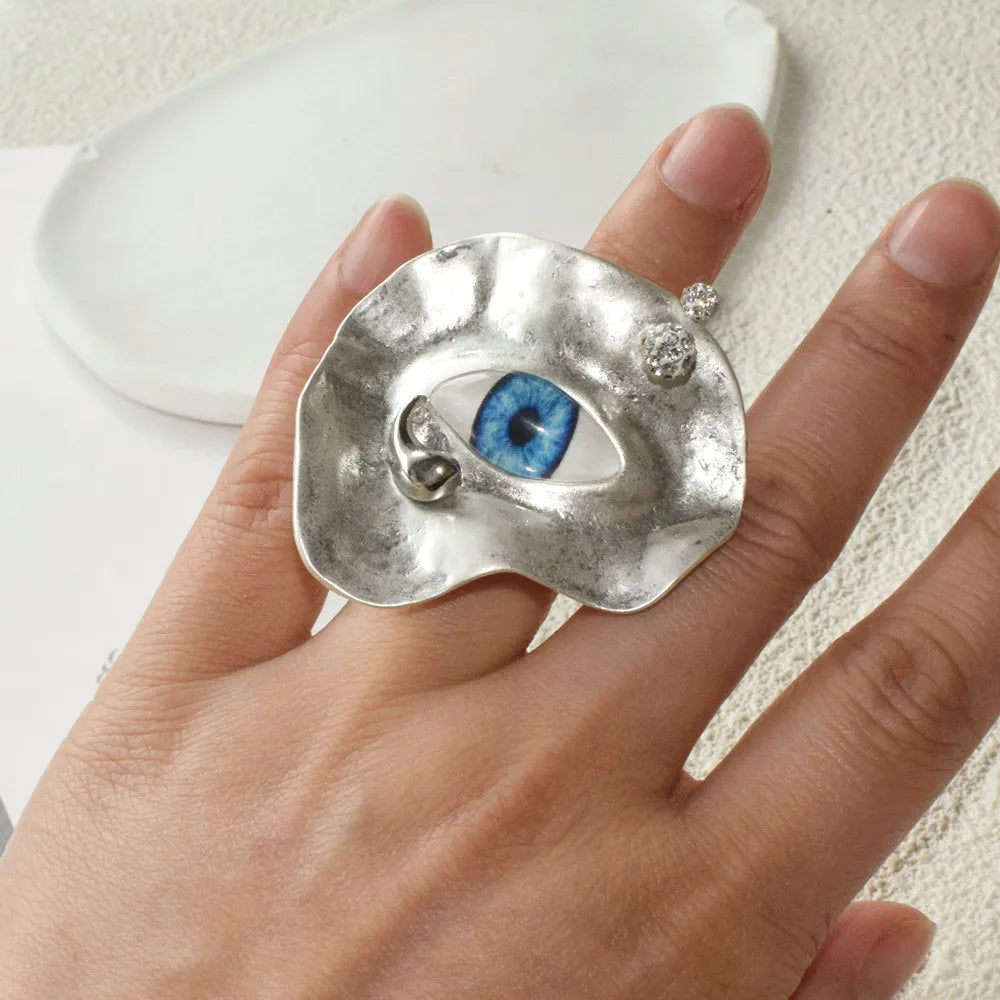 Baroque Style Ring Against the Evil Eye silver