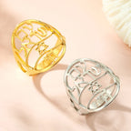 Bague symbolique juive avec gravure en hébreu étoile de David et Haï Chai or