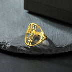 Bague symbolique juive avec gravure en hébreu étoile de David et Haï Chai or