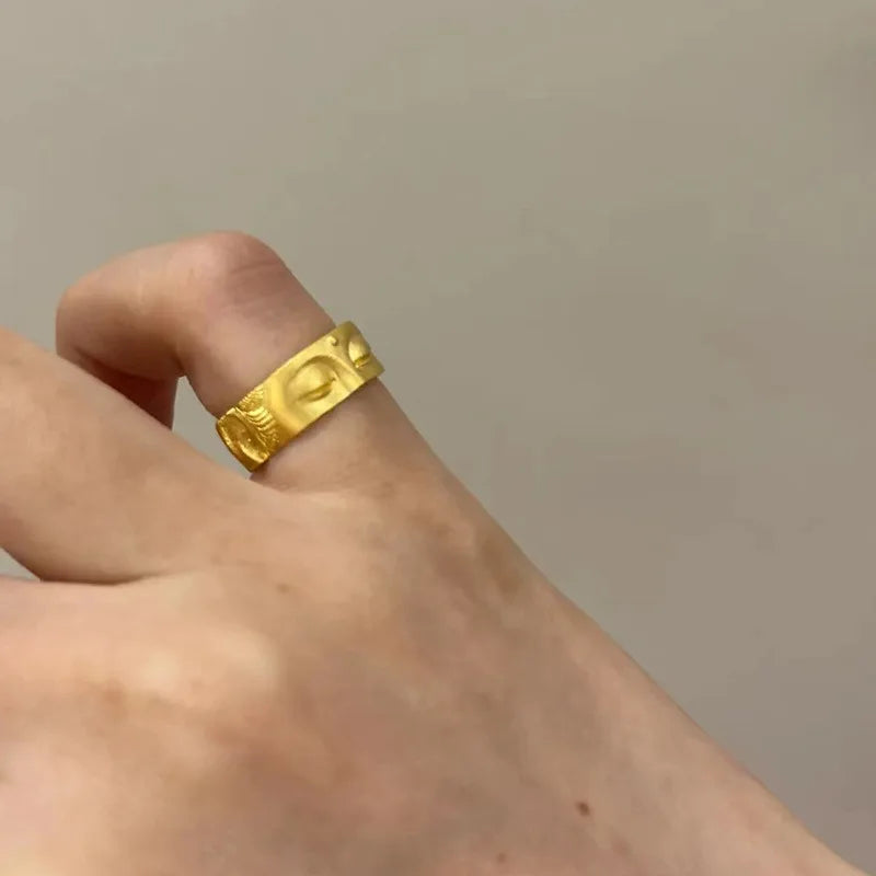 Gold Buddha Head Ring