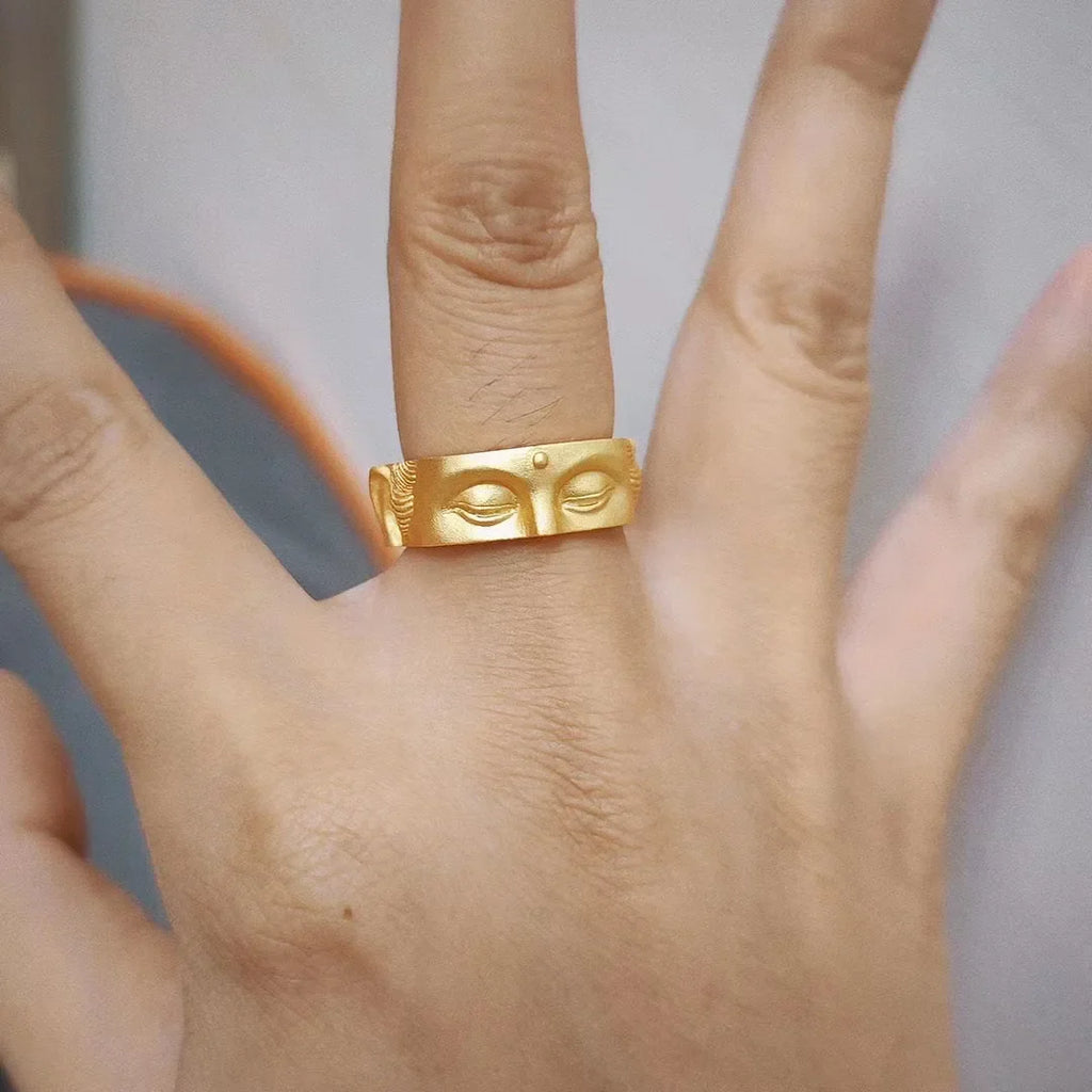 Gold Buddha Head Ring