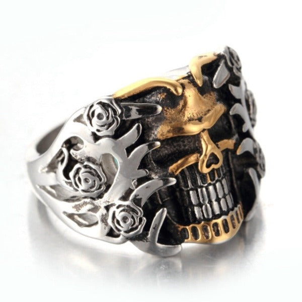 Silver & Gold Skull Ring