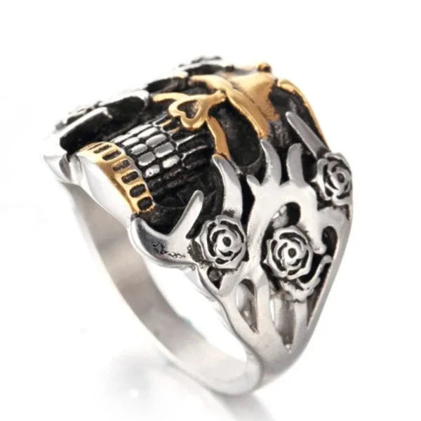 Silver & Gold Skull Ring