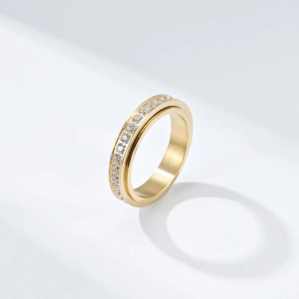 Anti-Stress Spinning Ring with Zircon 