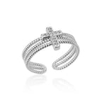 Women's Triple Christian Cross Silver Ring