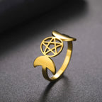 Fine Triple Moon Ring Witchcraft Woman Wiccan gold A
