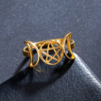 Fine Triple Moon Ring Witchcraft Woman Wiccan gold B