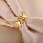 Fine Triple Moon Ring Witchcraft Woman Wiccan gold A