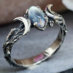 Bague Triple Lune Sorcellerie Femme Wiccan Pierre