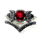 Triple Moon Witchcraft Ring Red Wiccan Woman