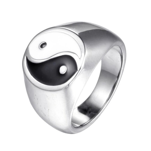 Yin Yang Ring Men Women Silver