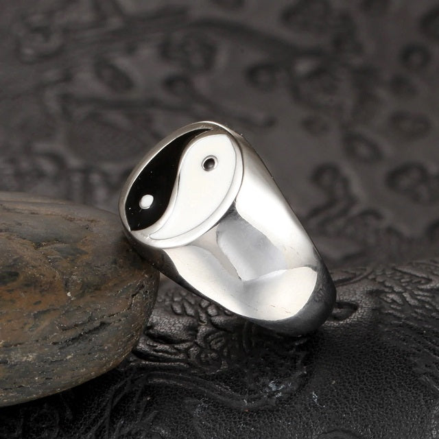 Yin Yang Ring Men Women Silver