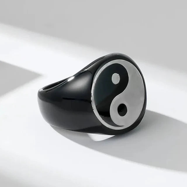 Yin Yang Ring for Men black
