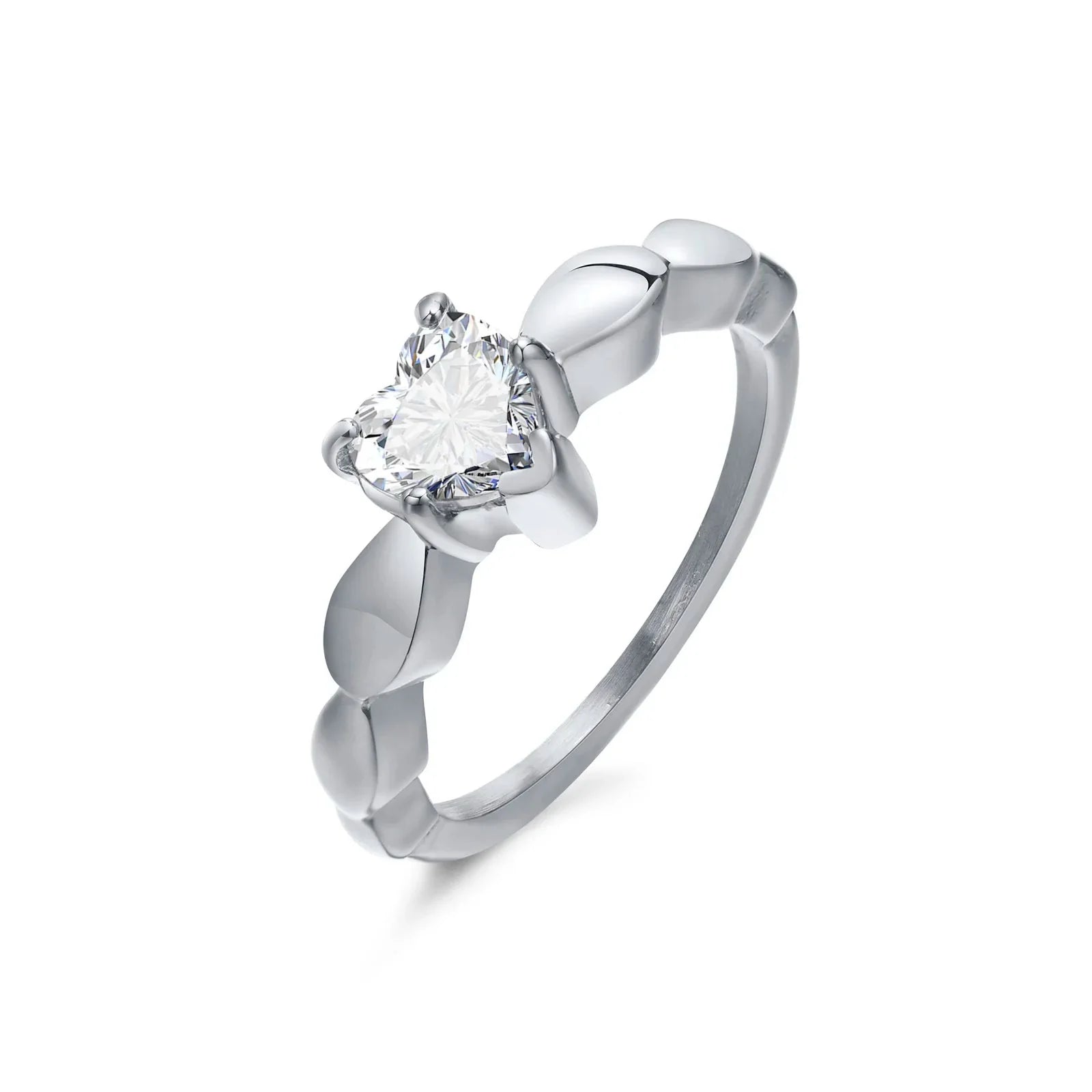 Couple Rings Heart Romantic Ring and Silver Zircon for Women