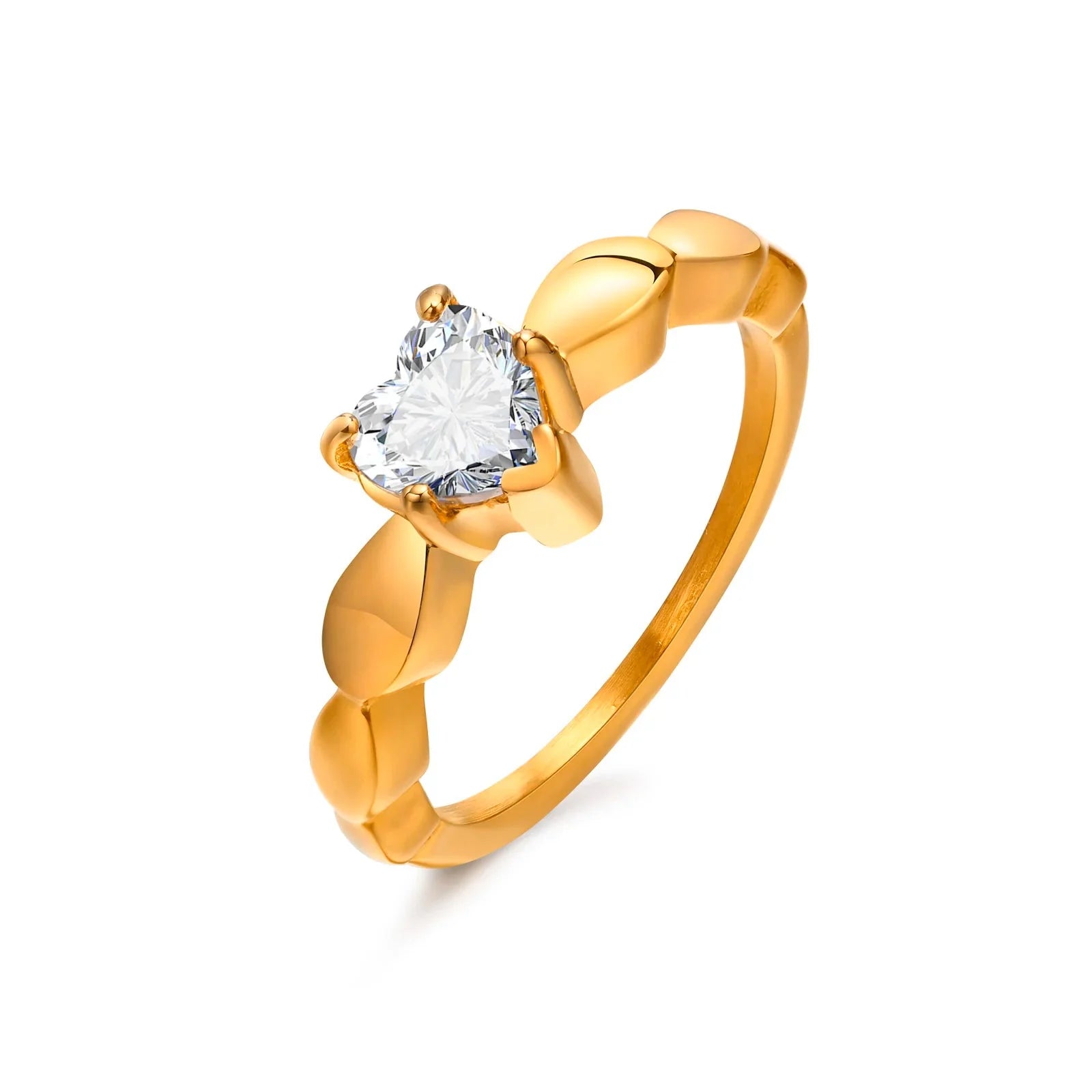 Couple Rings Heart Romantic Ring and Gold Zircon for Women