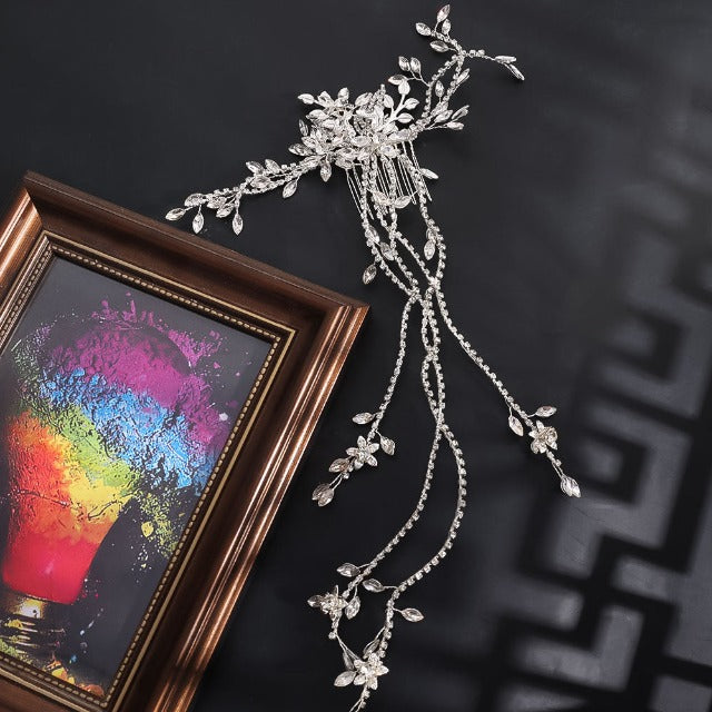 Wedding Hair Clip Flowers and Silver Diamonds