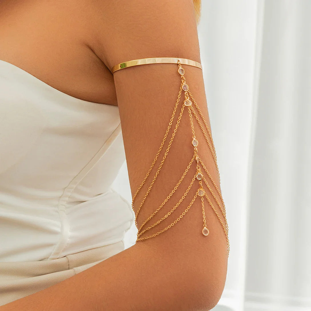 Elegant Bicep Jewelry - Arm Bracelet and Upper Arm Chain Ornament for Women Gold