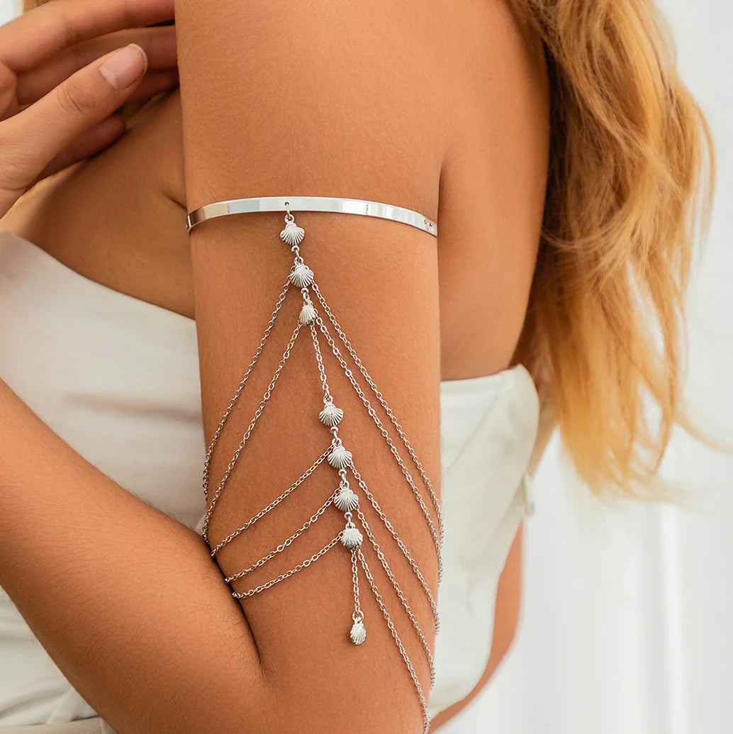 Bicep Jewelry and Women's Arm Bracelet - Elegant Silver Arm Chain Ornament