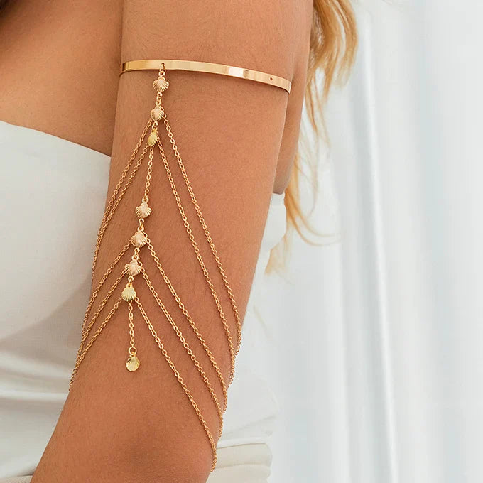 Bicep Jewelry and Women's Arm Bracelet - Elegant Gold Arm Chain Ornament