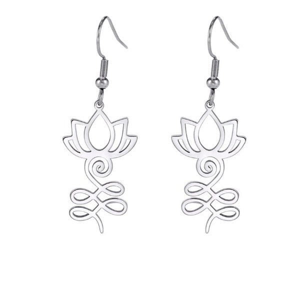 Buddhist Lotus Flower Earring Silver