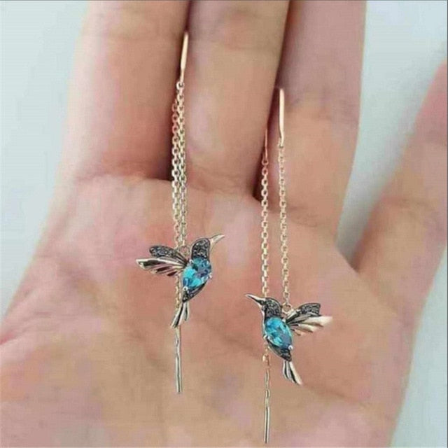 Blue Hummingbird Earring