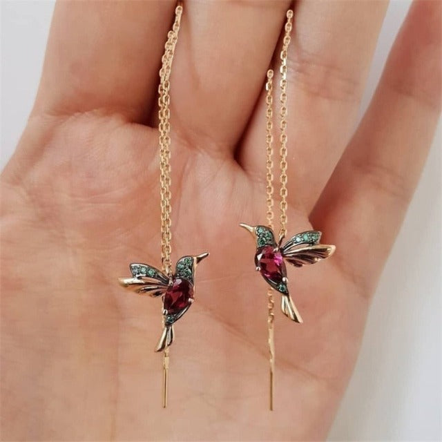 Red Hummingbird Earring