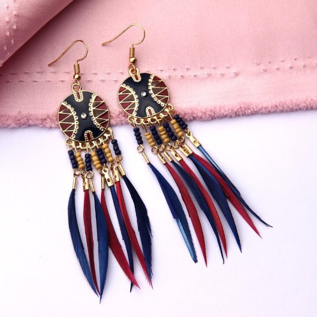 Blue and red African Ethnic Earring