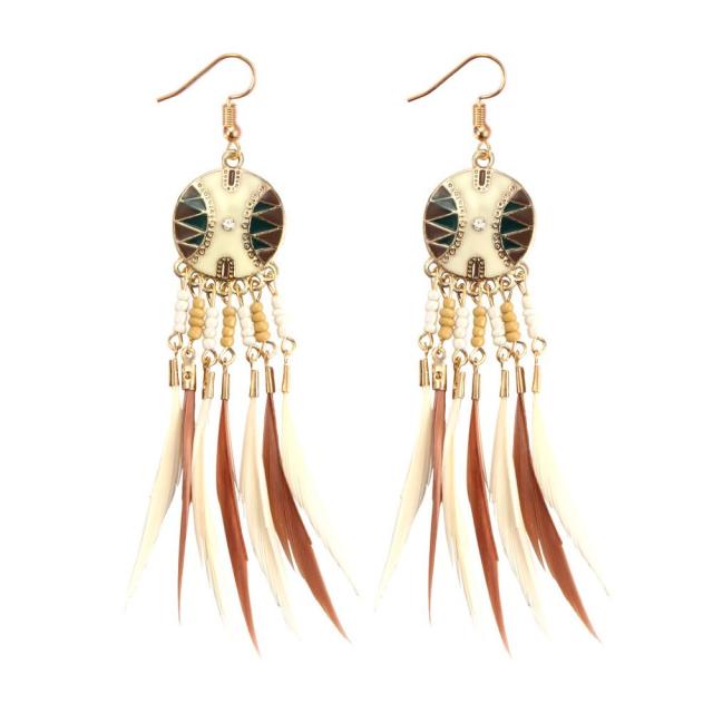 Beige African Ethnic Earring