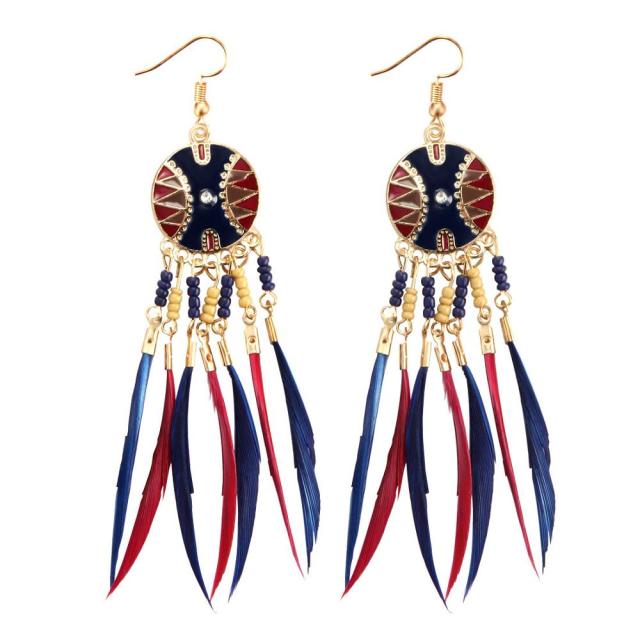 Blue and red African Ethnic Earring