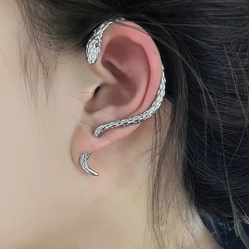 Long Snake Earring Silver