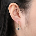 Blue Eye Silver Earring