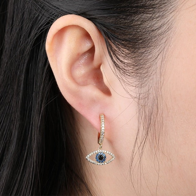 Blue Eye Silver Earring