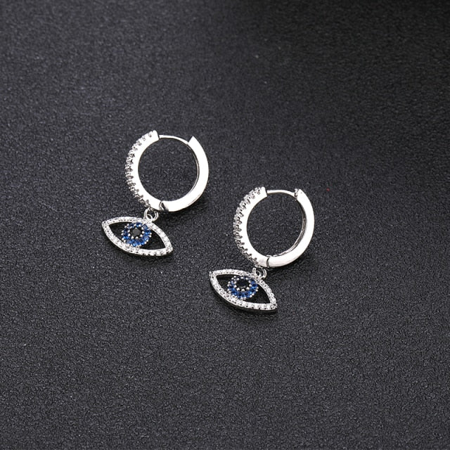 Blue Eye Silver Earring