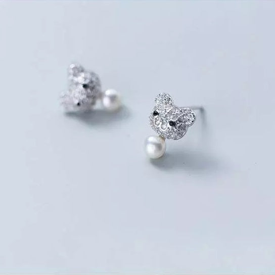 Silver Bear Earring