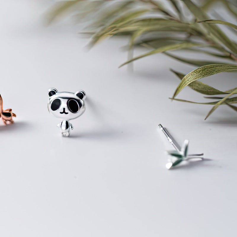 Silver Panda Earring